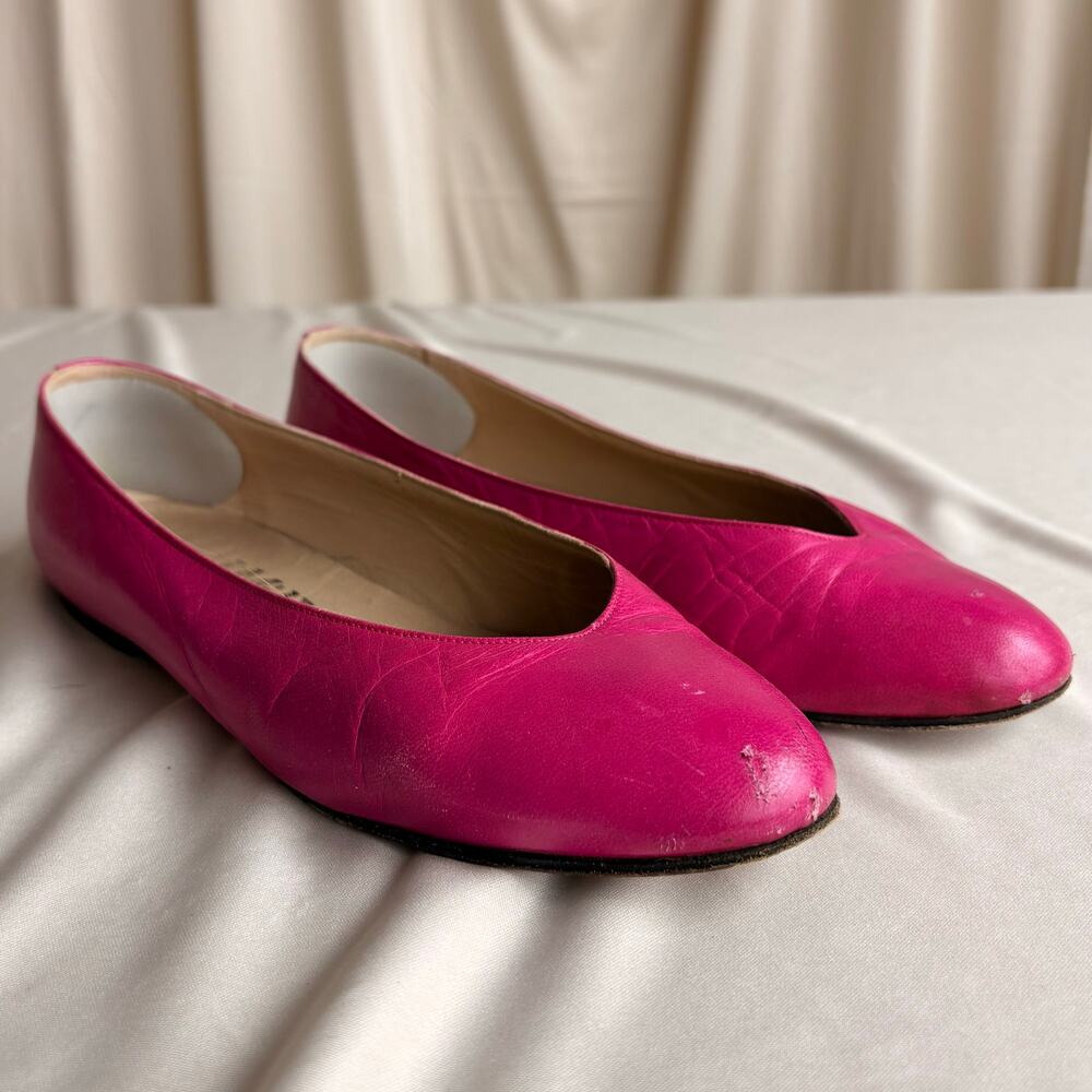 I. Miller Hot Pink Leather Ballet Flats - Made in Italy, Size 37.5 / US 6.5